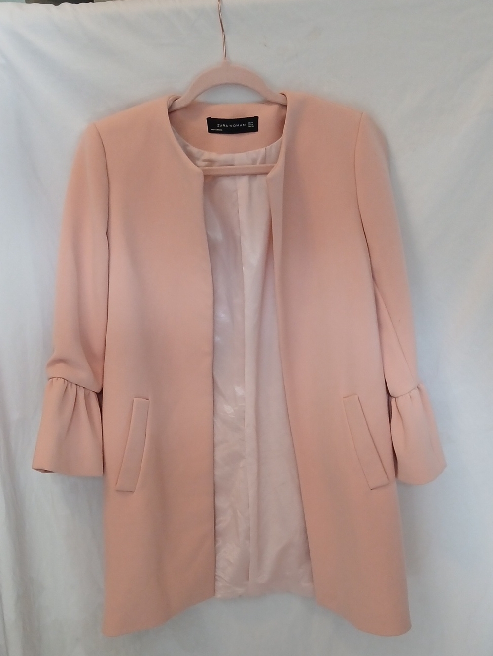Zara Blush Pink Open Front Coat
